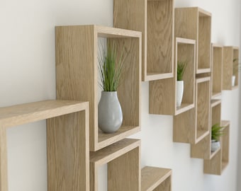 Box Shelves Oiled Oak Square Wall Shelf In Solid Cube Shelves Box