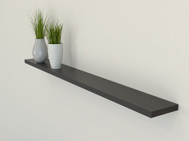 Slimline Black Oak Floating Shelf 120mm Deep Square Edged Etsy