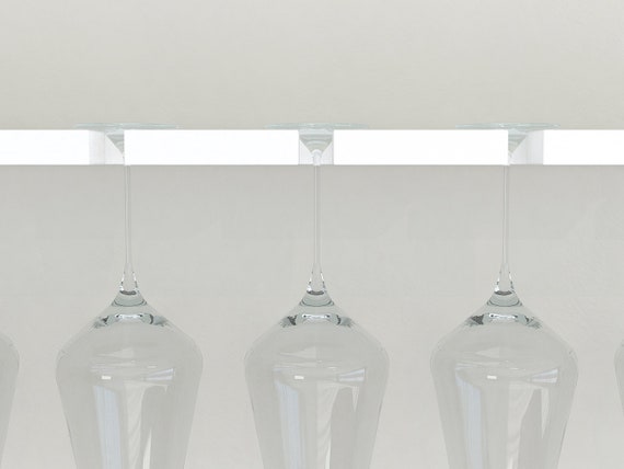 Painted Oak Wall Mounted Wine Glass Rack Floating