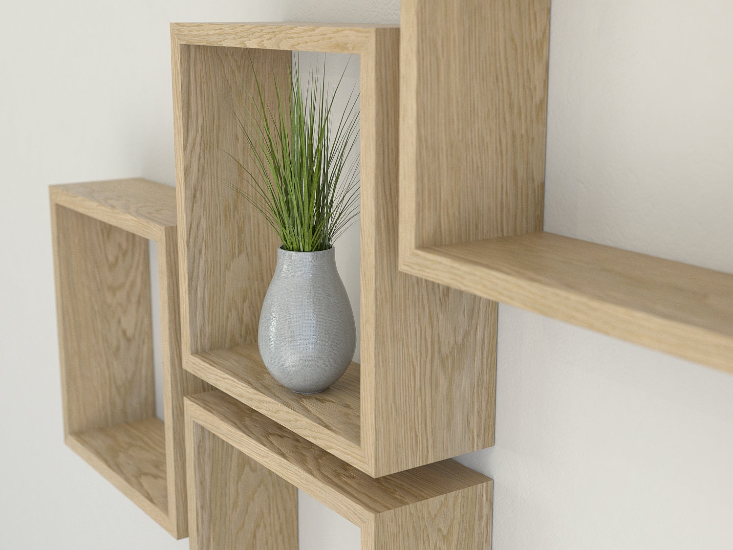Oiled Oak Square Wall Shelf in Solid Oak Oiled Oak Cube Etsy