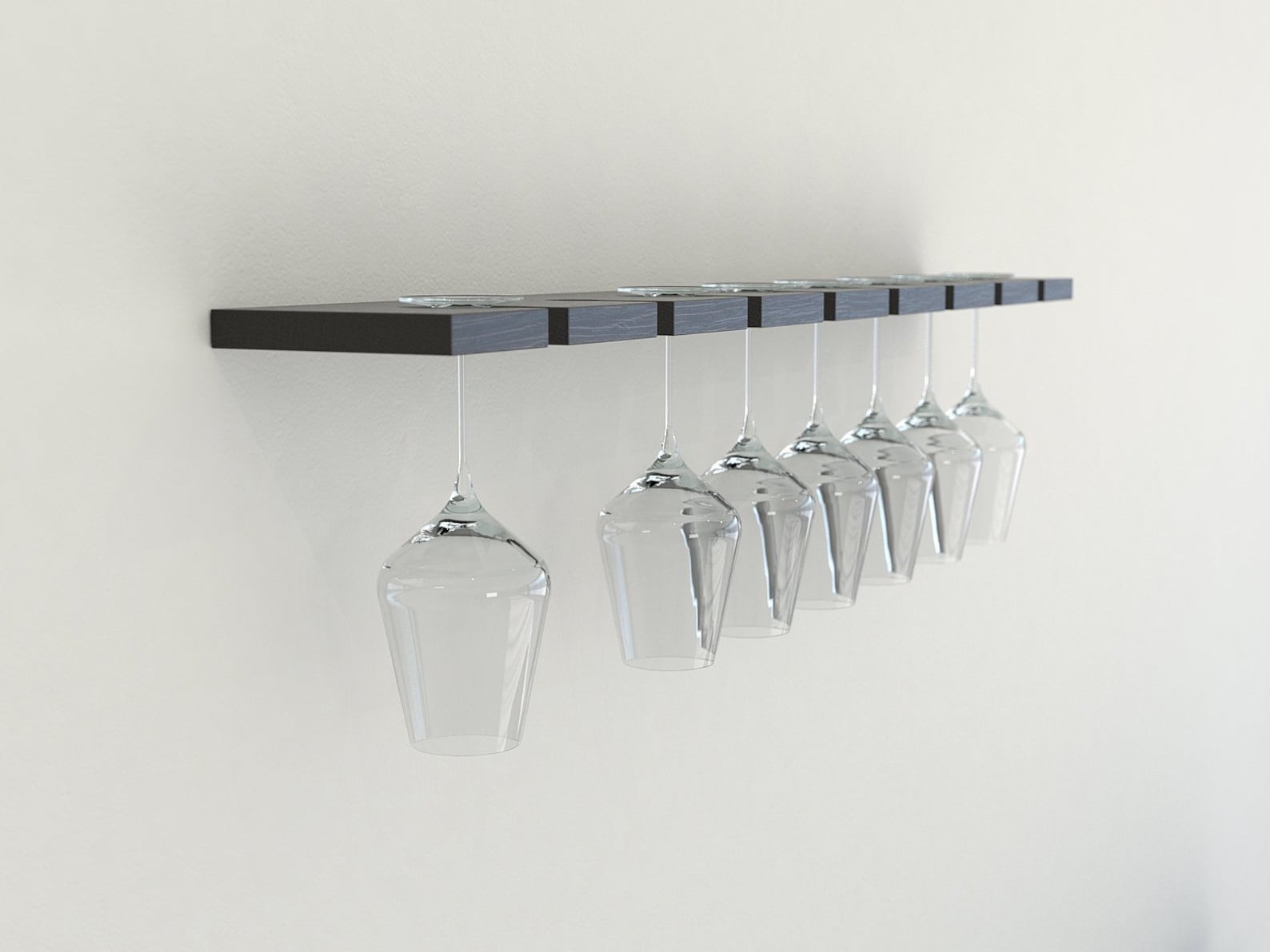 Black Oak Wall Mounted Wine Glass Rack Floating Oak Wine Etsy