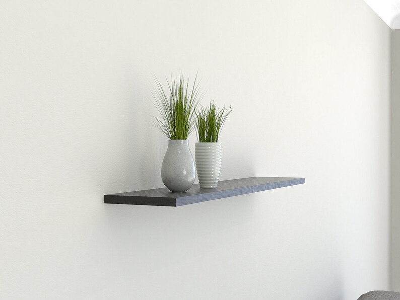 Slimline Black Oak Floating Shelf 190mm Deep Square Edged Etsy