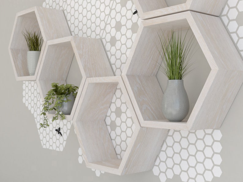 New Product White Honeycomb And Hexagon Shelves Wall Shelf Image 0