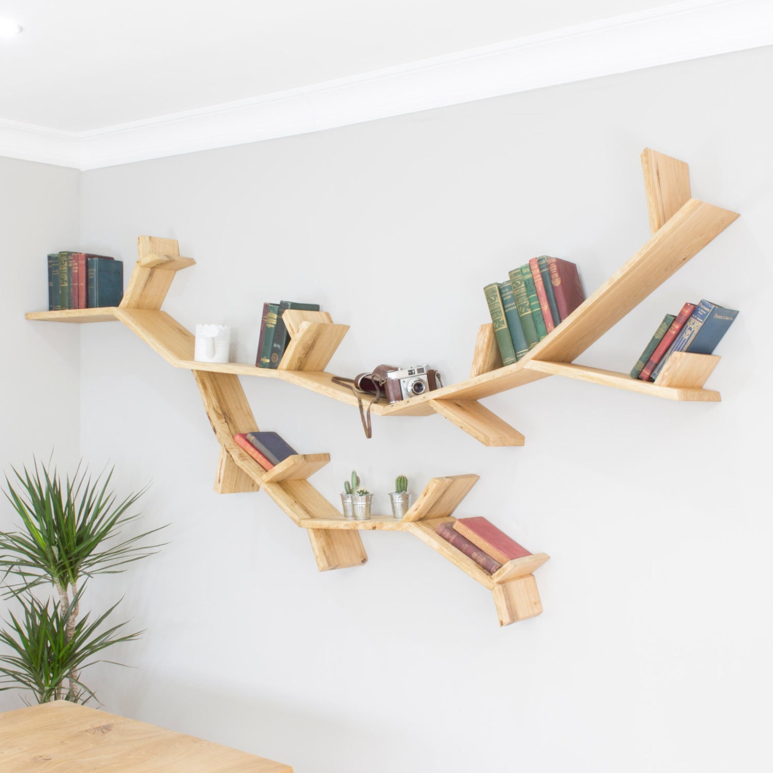 Solid Oak, Tree Shelf, Tree Bookcase, Rustic Shelf, Bookshelf, Oak Shelf, Nurser