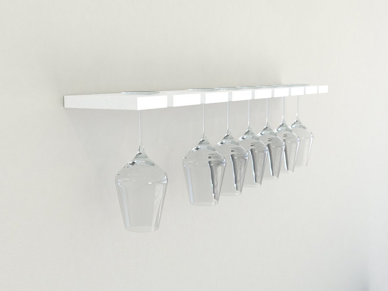Painted Oak Wall Mounted Wine Glass Rack Floating