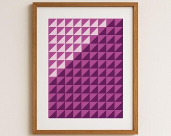 Geometric Wall Art Print – Modern Minimalist Abstract in Magenta – Digital Download