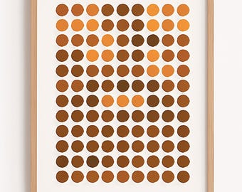 Dot Matrix Wall Art Print – Modern Minimalist Abstract in Orange – Digital Download
