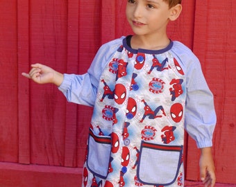 School apron PDF Pattern sizes 6m - 8 years, kids painting smock pdf , Children Overall pattern, art smock for kids, INSTANT Download RAGLAN