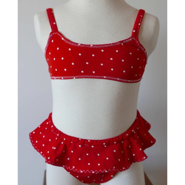 Girls Ruffled Bikini Pattern mod. Little Girl:Girls bikini pattern,swimsuit pattern,bikini pdf pattern,bathing suit pattern,Girls,bikini top