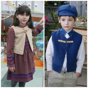 Gilet unisex per ragazzo e ragazza mod. Pastore nelle taglie da neonato a 10 anni, cartamodello PDF download immediato, gilet da pastore semplice