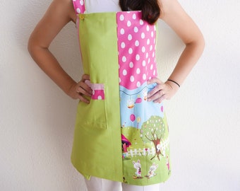 Teacher APRON PDF Pattern -  Ladies school apron - Preschool daycare elementary school apron SIZES 34 (xxs) up to 54 (3xl)