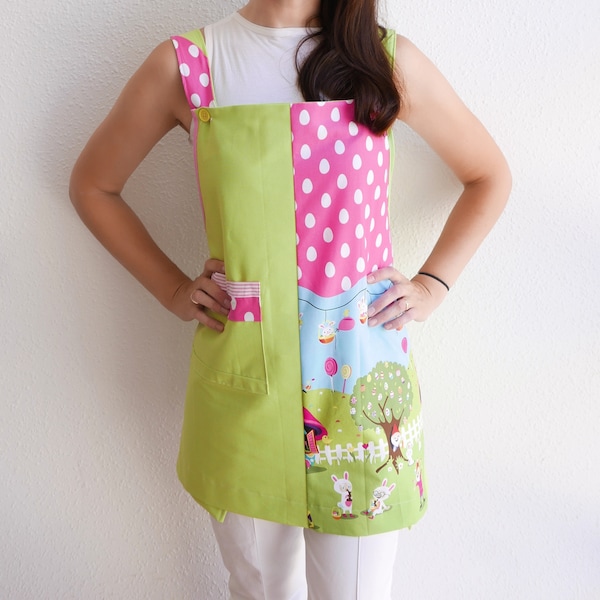 Teacher APRON PDF Pattern -  Ladies school apron - Preschool daycare elementary school apron SIZES 34 (xxs) up to 54 (3xl)