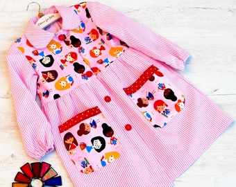 Baby Toddler School Apron SMOCK Back to School PDF Sewing Pattern Sizes 1 - 8 Years and FREE drawstring bag Pattern