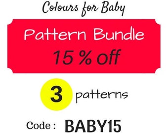 CODE for Bundle of 3 pdf Patterns 15% OFF with CODE BABY15 : choose any shop pattern