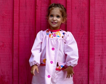 Vintage School smock | Apron for Baby Toddler | Back to School | Sizes 6 months - 7 Years | PDF Sewing Pattern | Art smock |  Paint Smock