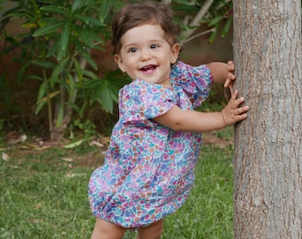 Baby Romper PDF Sewing Pattern Short sleeves or Sleeveless and with VIDEO TUTORIAL , sizes pm - 3 years , girl dress pdf pattern