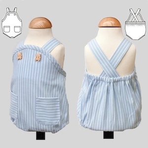 Romper Pattern for Baby pdf  0 - 3 yrs toddler romper with VIDEOTUTORIAL, newborn romper Sewing Pattern, Instant DOWNLOAD &#39;DAVID&#39;