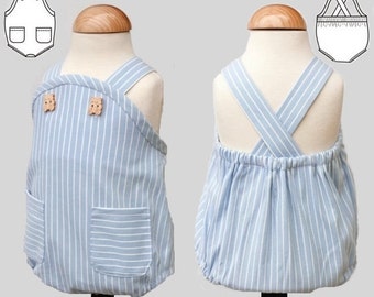 Romper Pattern for Baby pdf  0 - 3 yrs toddler romper with VIDEOTUTORIAL, newborn romper Sewing Pattern, Instant DOWNLOAD 'DAVID'