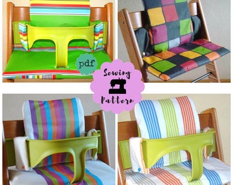 Stokke Tripp Trapp Cushion Set PDF sewing Pattern with VIDEO TUTORIAL, Stokke cushion sewing pattern, High chair Cover or pad pattern