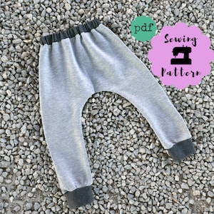 Harem pants pattern for baby and kids , unisex sizes pm - 6 yrs with VIDEO TUTORIAL  , baby PDF pattern  , kids pant