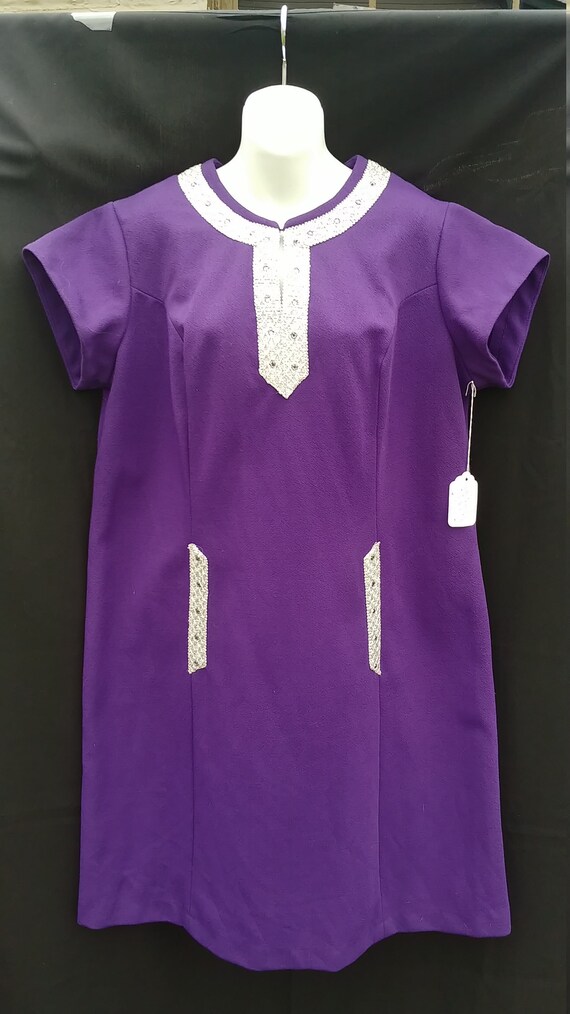 purple shift dress with sleeves