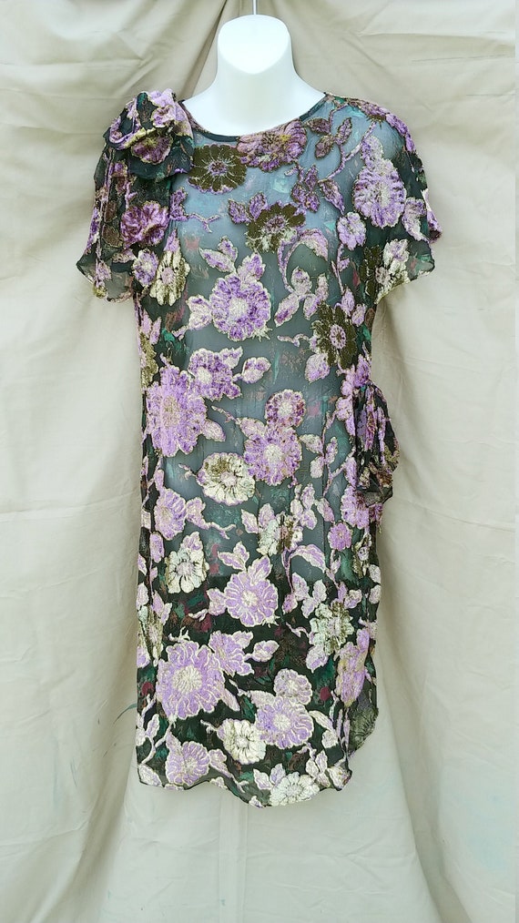 Vintage 80s The SILK FARM Black Purple Gold Burnou