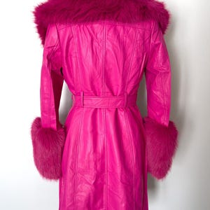 Old Hollywood Glam Pink Faux Fur Jacket | Mae West Inspired Belted Statement Coat image 5