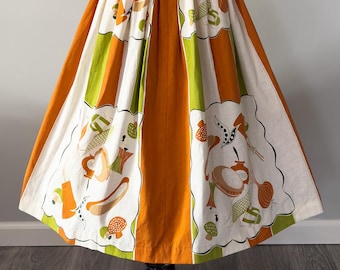 True Vintage Tablecloth Picnic Print Gathered Skirt - FINAL SALE