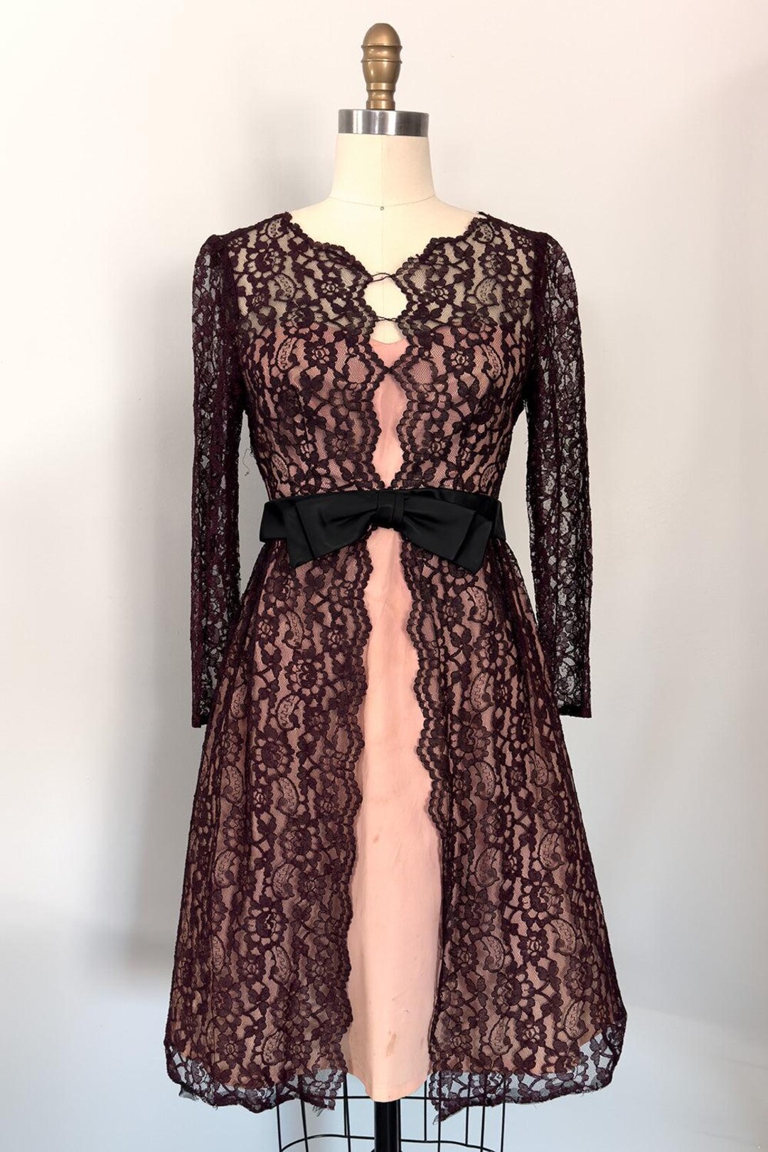 Vintage Blue Lace Mesh Splicing Party Dress
