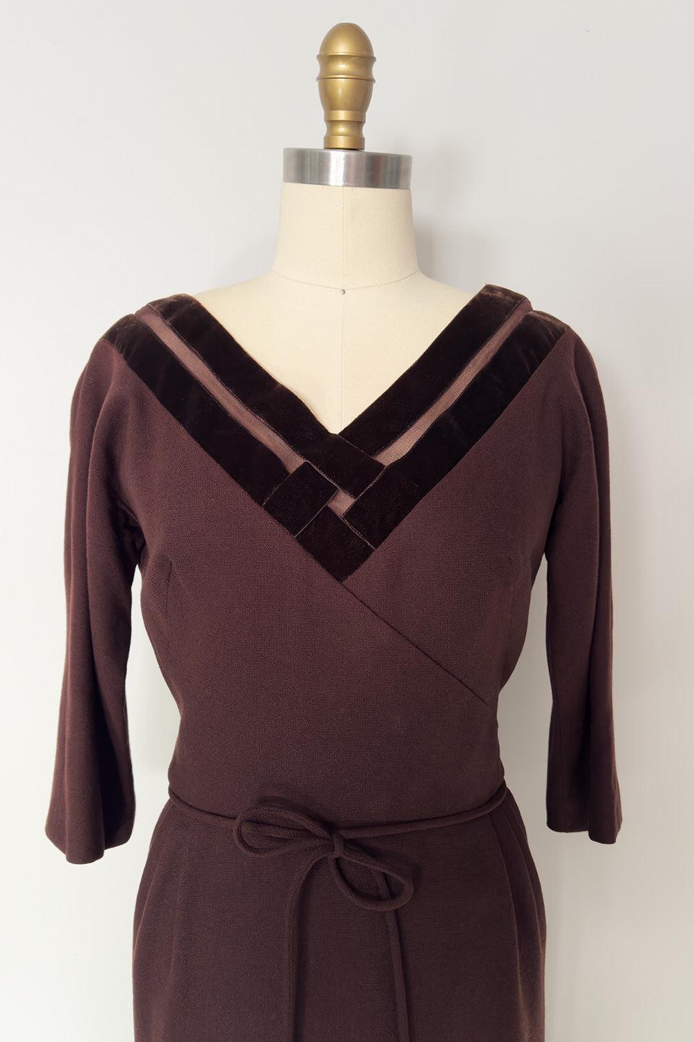 Miss T by Terry-Allen True Vintage Chocolate Brown Wiggle Dress - FINAL SALE