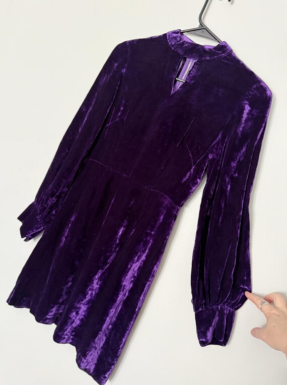 True Vintage Purple Velvet Go Go dress with Lantern Sleeves 1960's