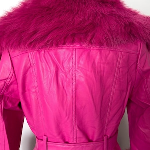 Old Hollywood Glam Pink Faux Fur Jacket | Mae West Inspired Belted Statement Coat image 6