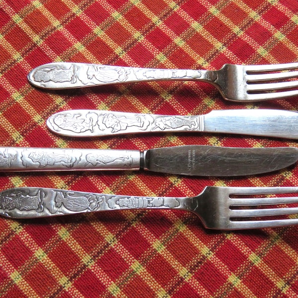 Alice in Wonderland silverplate c. 1920's Holmes and Edwards Silverplate, Junior, children's flatware