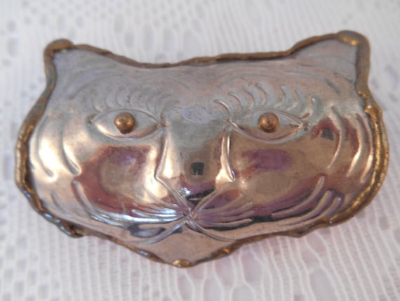 Handmade silver CAT pendant slide scarf holder. V… - image 1
