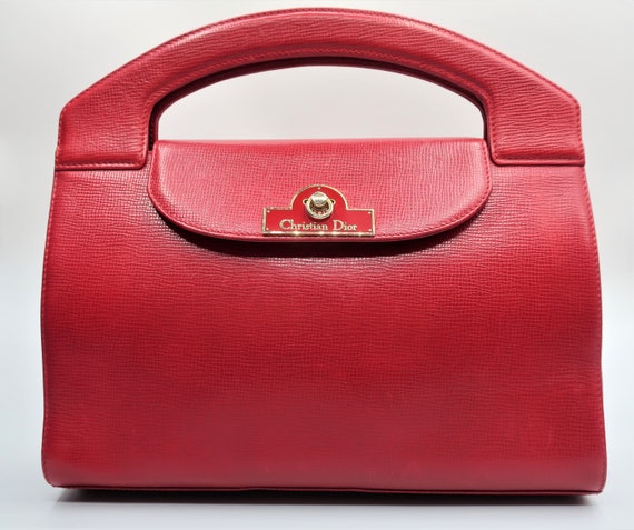 Christian Dior Red Leather Handbag | Etsy