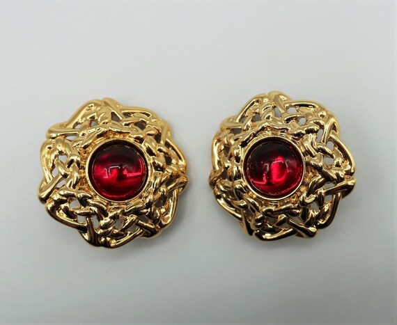 Guy Laroche Ruby Stone Earrings