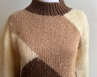 Vintage Men's Small Graphic Knit Acrylic Ski Sweater by Jack Winter