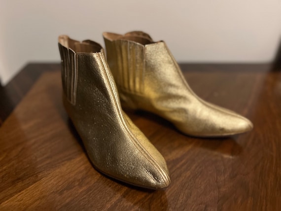 Gold Ankle Beatle Boots. Original 1960s. Amazing … - image 1