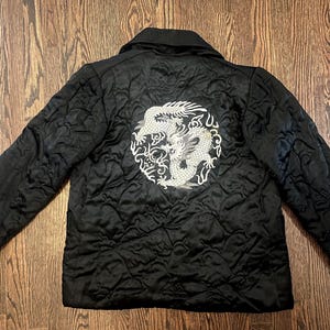 vintage DRAGON black down jacket aw Vintage Sergio Valente Chinese New Year Dragon Puffer Jacket Vest