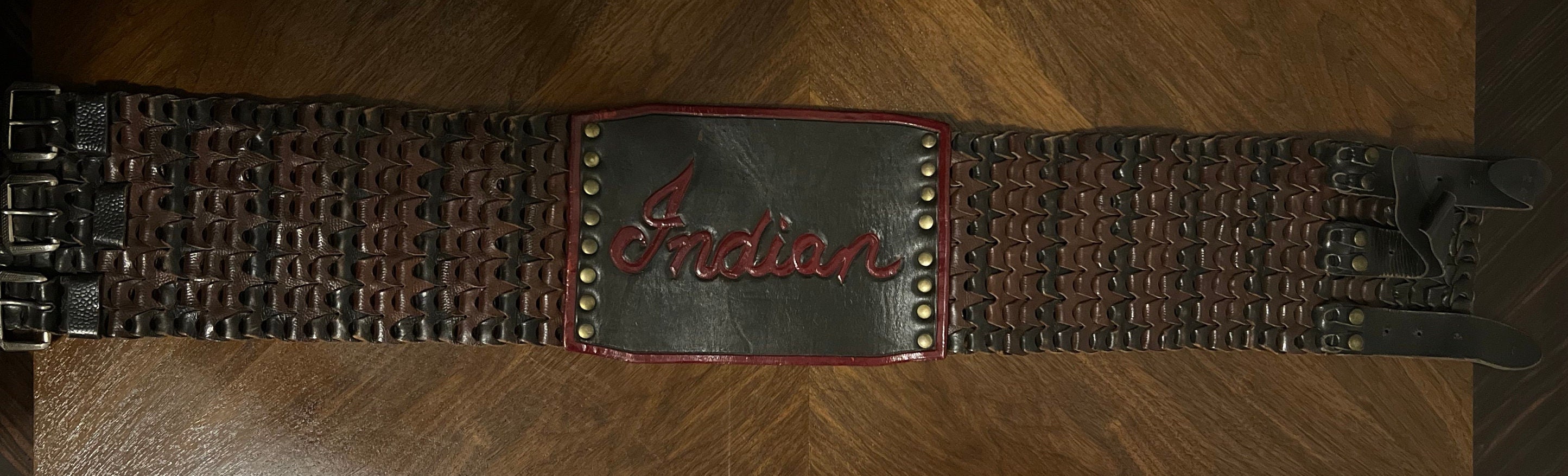 Vintage Moto Indian Bead Belt Small Vintage Native American Beaded Biker Kidney Belt main image 2