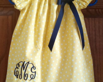 Monogrammed Peasant Dress for Baby/Toddler/Girl, Spring Dress, Easter Dress, Summer Dress, Back to School