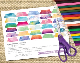 Printable Blank Bible Tabs - Watercolor (for Hand Trimming) Set of 30