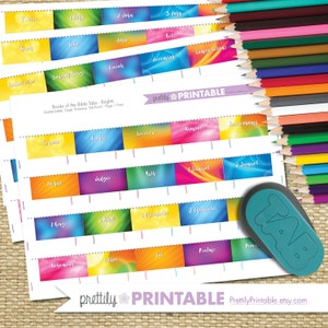 Printable Books of the Bible Tabs - Brights (for Tab Punch) Set of 66