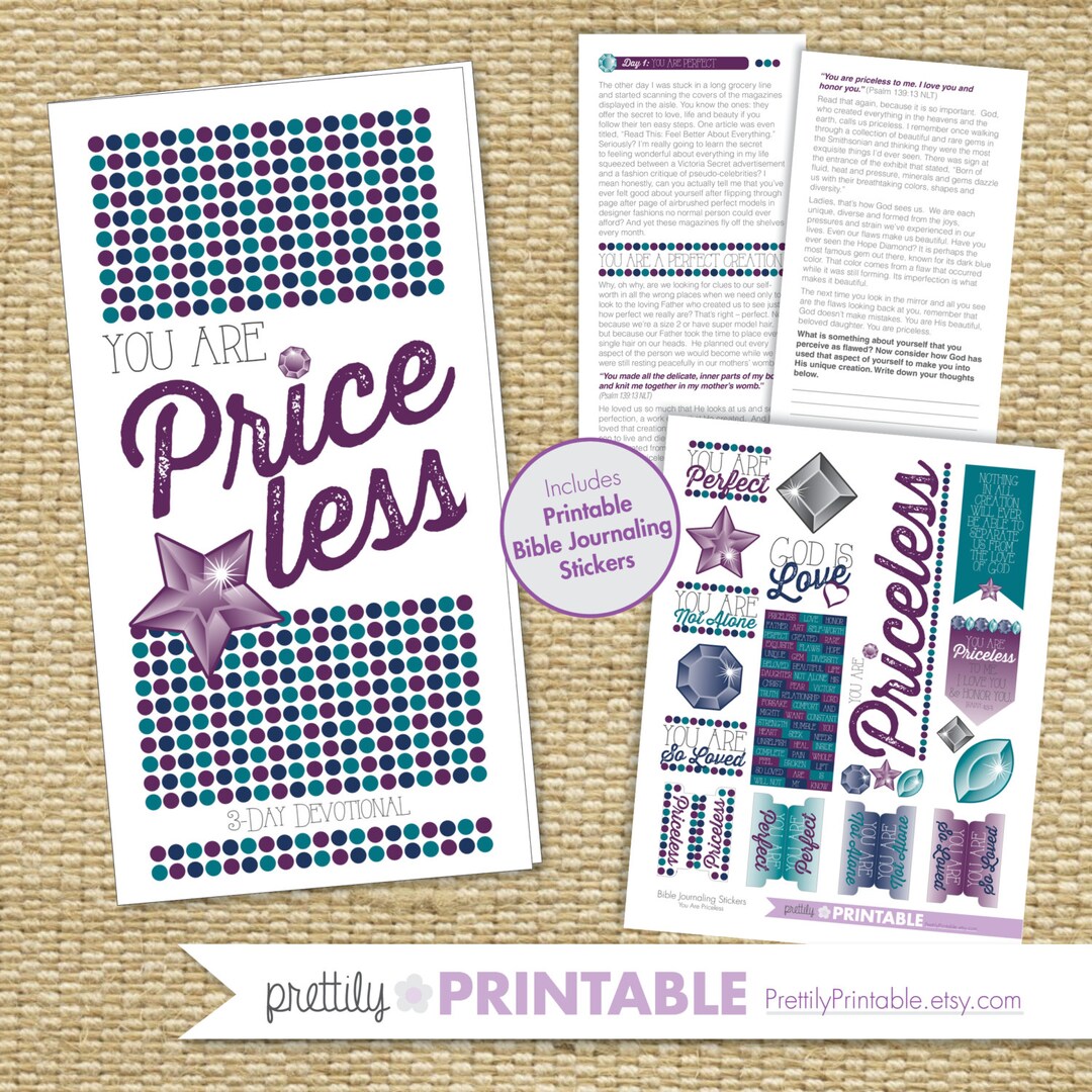 You Are Priceless 3-day Devotional Bible Journaling Kit - Printable - Etsy
