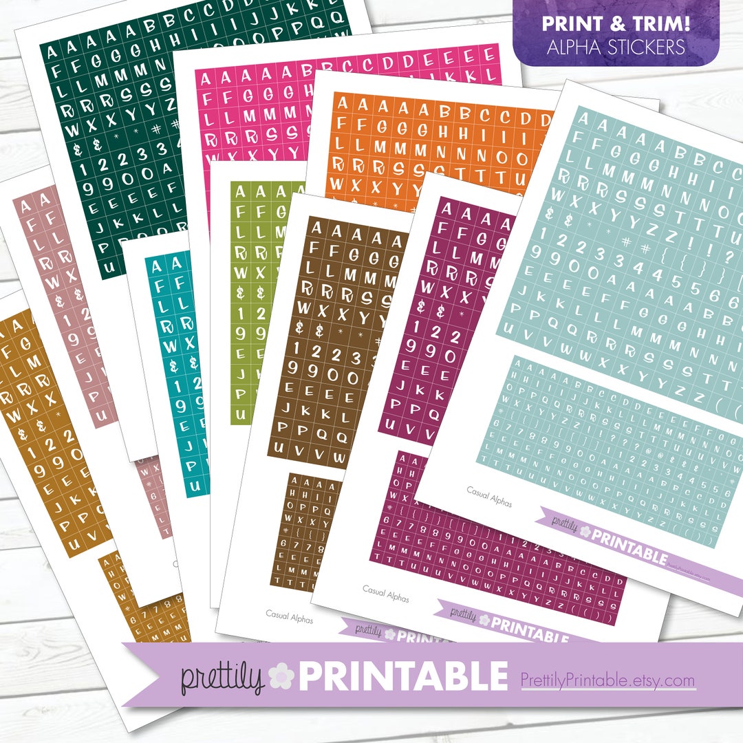 Printable Alpha Stickers - Casual - Bible Journaling/scrapbooking - Etsy