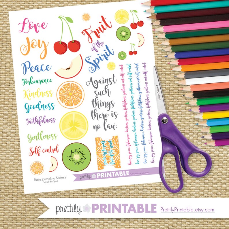 Bible Journaling Stickers Printable - Fruit of the Spirit - Etsy