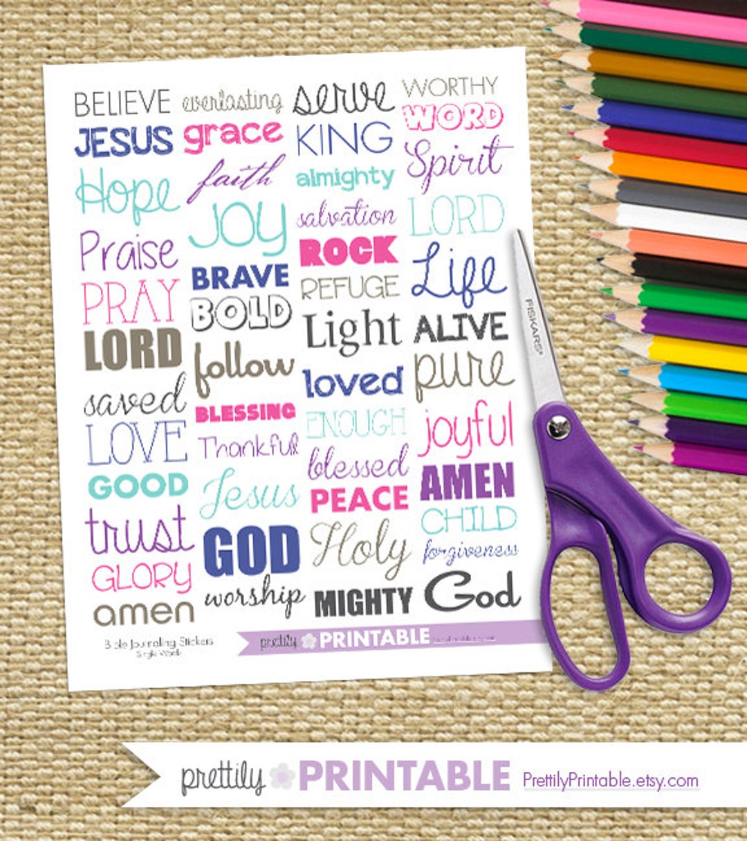 Bible Journaling Stickers Printable - One Word - Etsy
