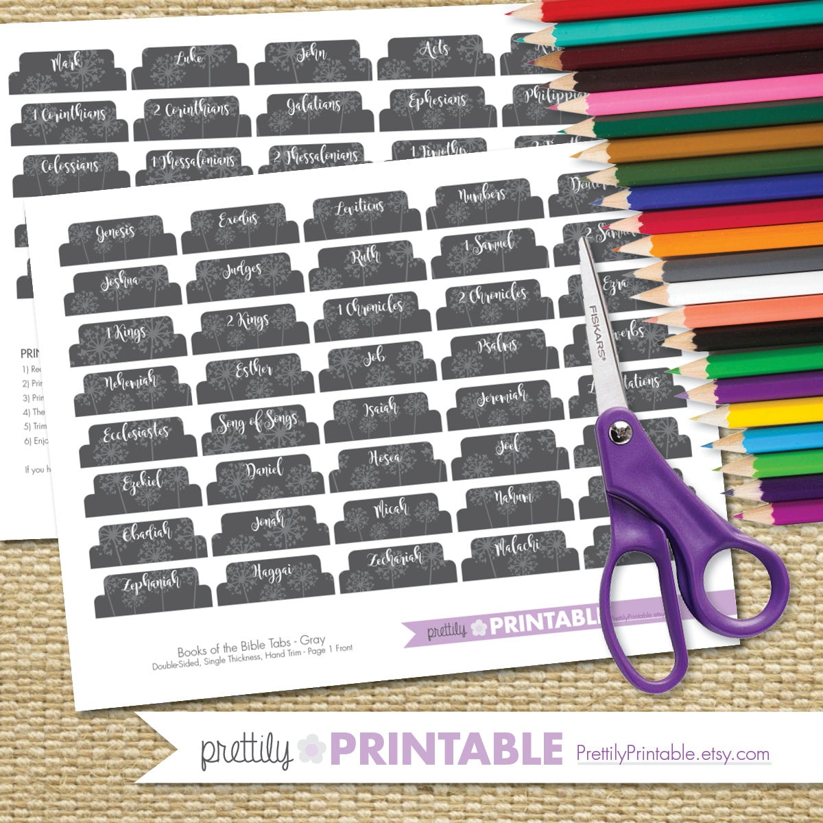 Printable Books of the Bible Tabs - Grayscale (for Hand Trimming) Set ...
