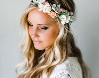 Lamb's Ear + Neutral Blooms Flower Crown