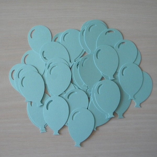 30 Pieces Die Cut Balloons Solid Light Blue Aqua Sky Celebration Confetti Cut-out Punched Balloon Silhouettes Shapes Cardstock 2"